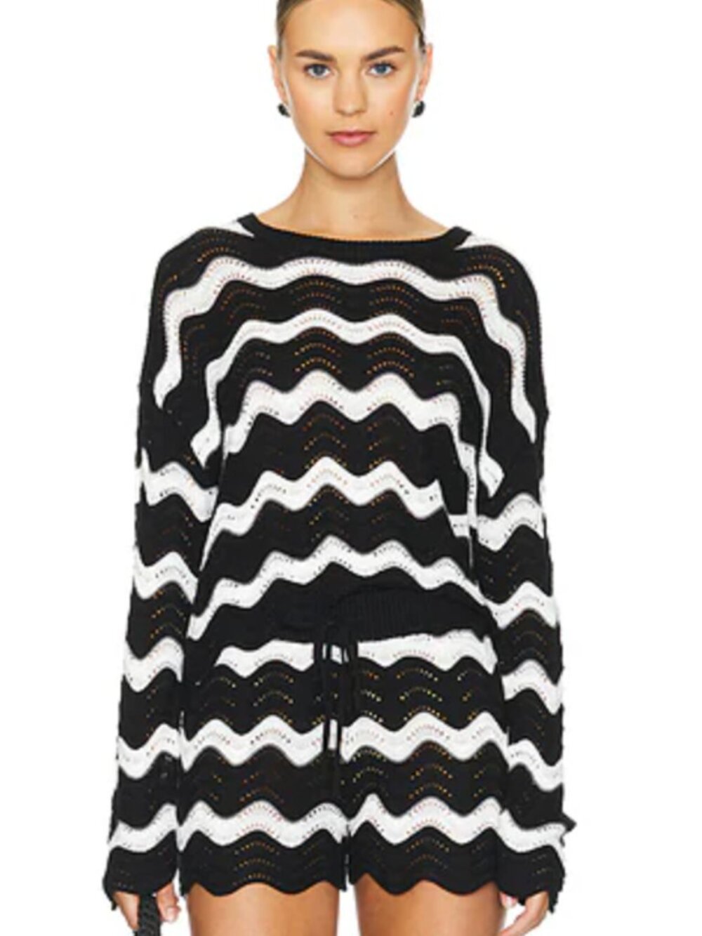 Beach Riot Black White Chevron Knit Shorts Size Small NWOT